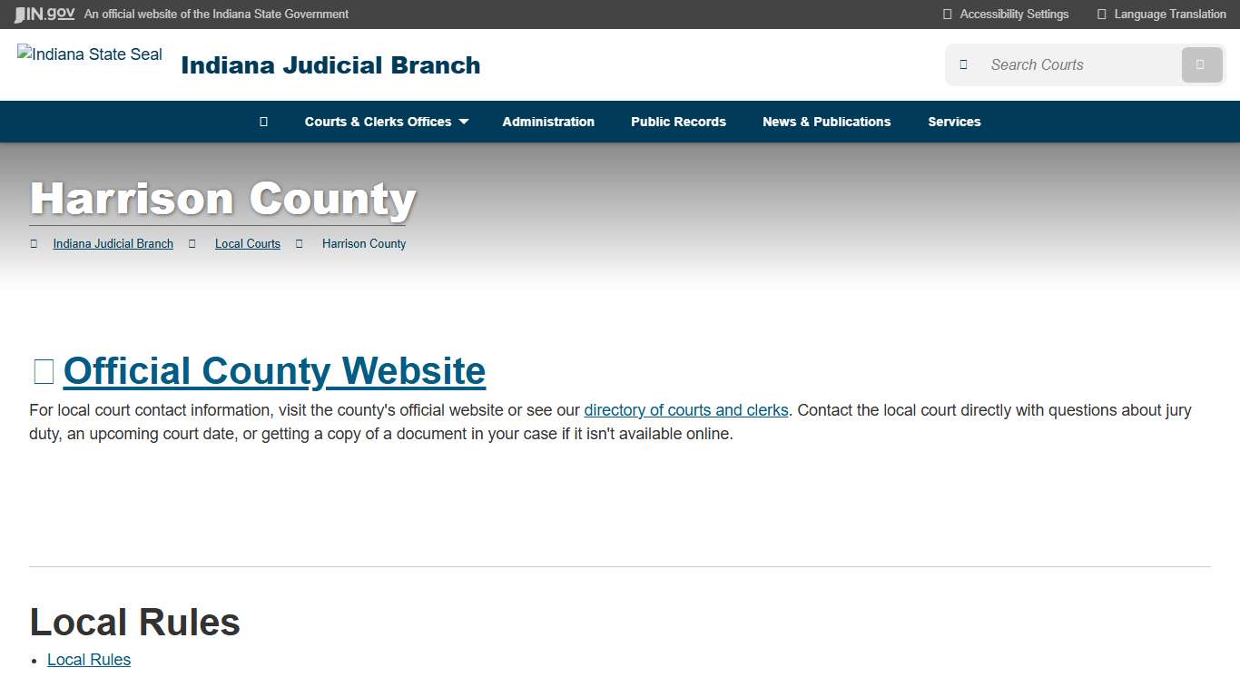 Indiana Judicial Branch: Harrison County
